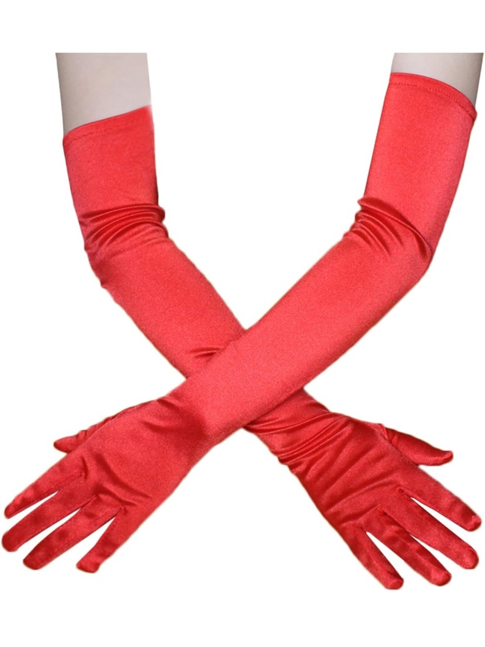 Red Satin Opera Gloves 18”